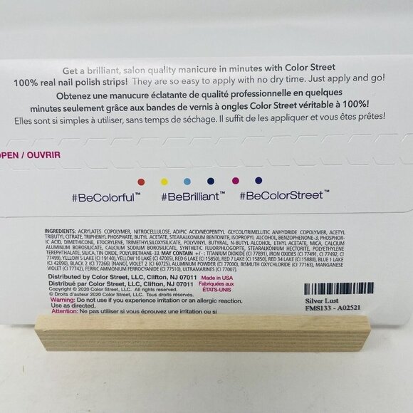 Color Street 100% Real Nail Polish Strips Silver Lust Shimmer Solid 16 Pieces - Picture 5 of 5